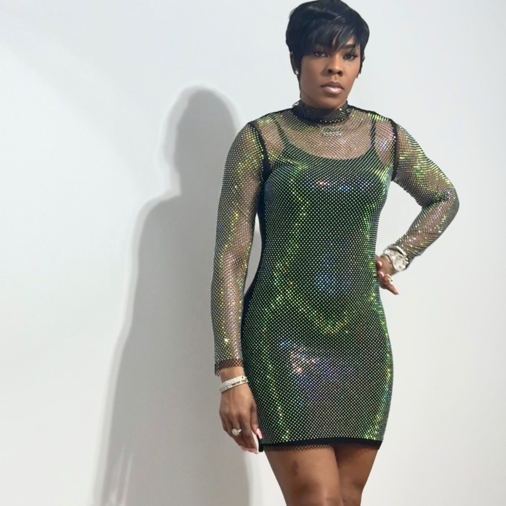 Sheer Green Mesh Dress